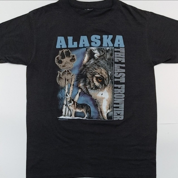 Vtg 1980s Alaska Wolves Polar Graphics Tourist Made in USA T-Shirt Size (L) - Picture 3 of 7